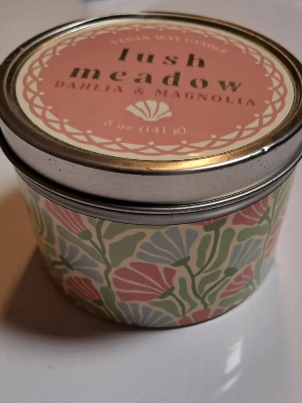 Lush Meadow Dahlia Magnolia 5 oz Vegan Wax Travel Candle